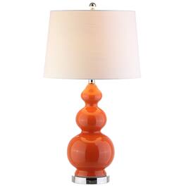 Jonathan Y - Bowen 27.5" Contemporary Transitional Ceramic Gourd LED Table Lamp - Coral