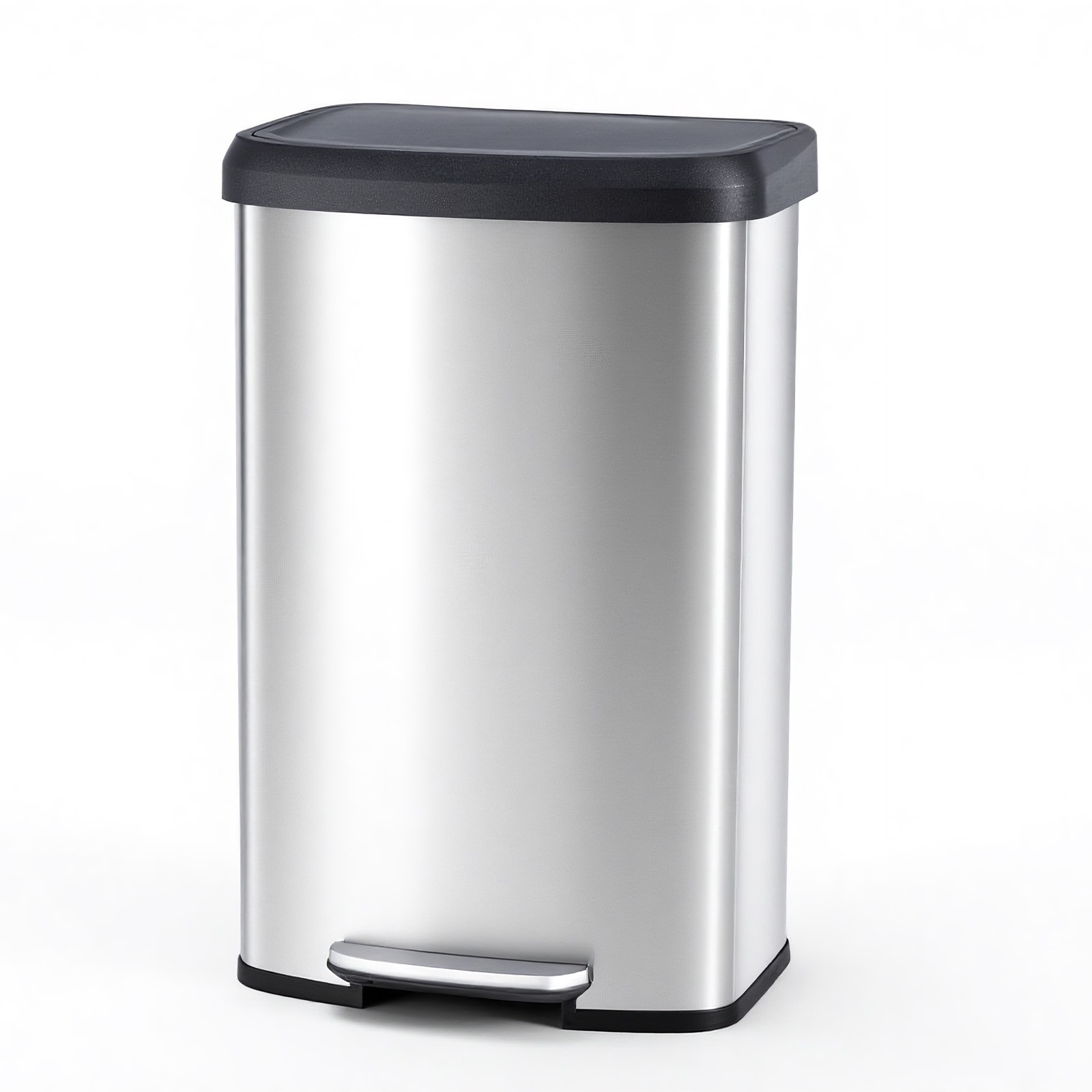AENKYO - 21 Gallon/80 Liter Kitchen Trash Can Stainless Steel Garbage Can with Soft-Close Lid & Foot Pedal - Silver