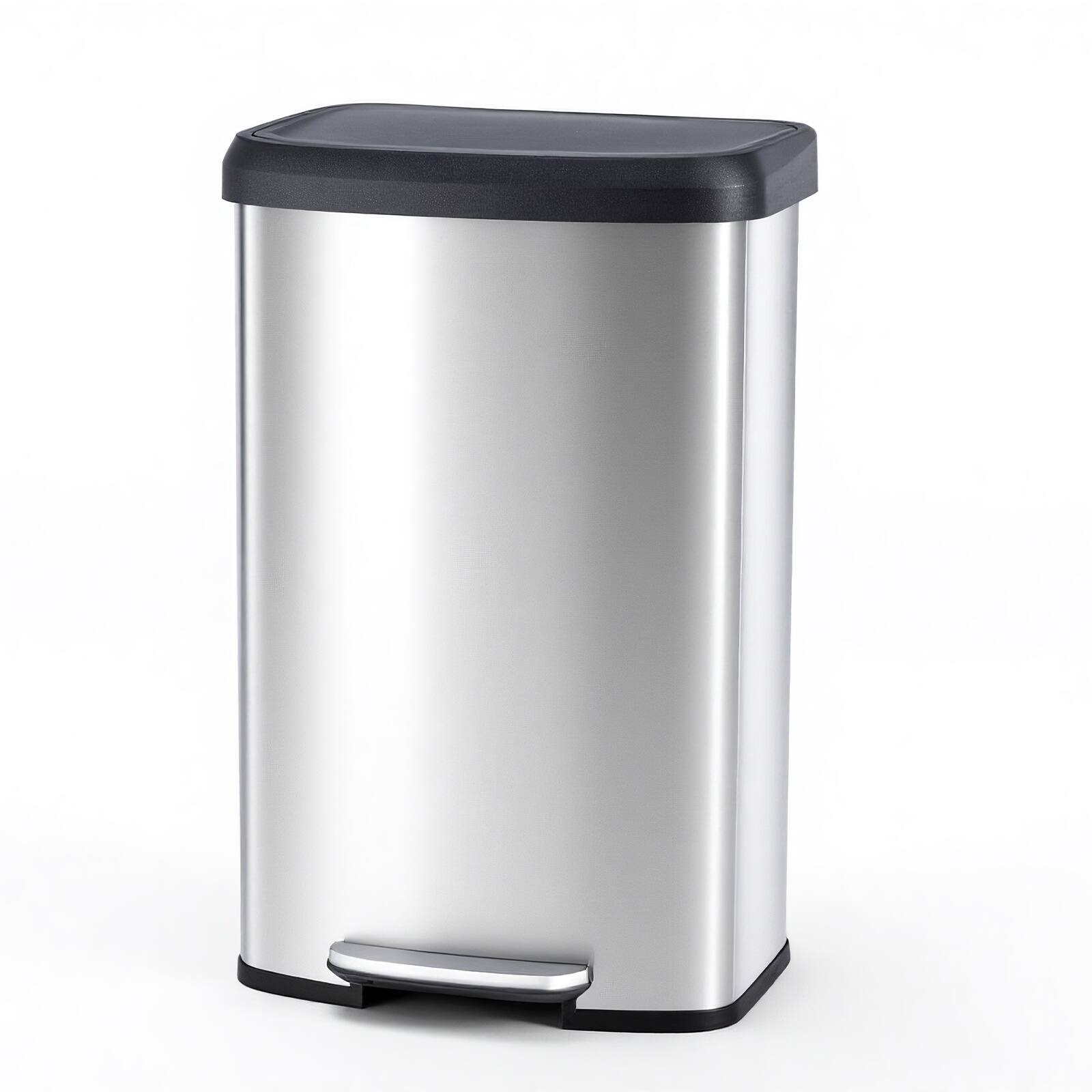 Front. AENKYO - 21 Gallon/80 Liter Kitchen Trash Can Stainless Steel Garbage Can with Soft-Close Lid & Foot Pedal - Silver.