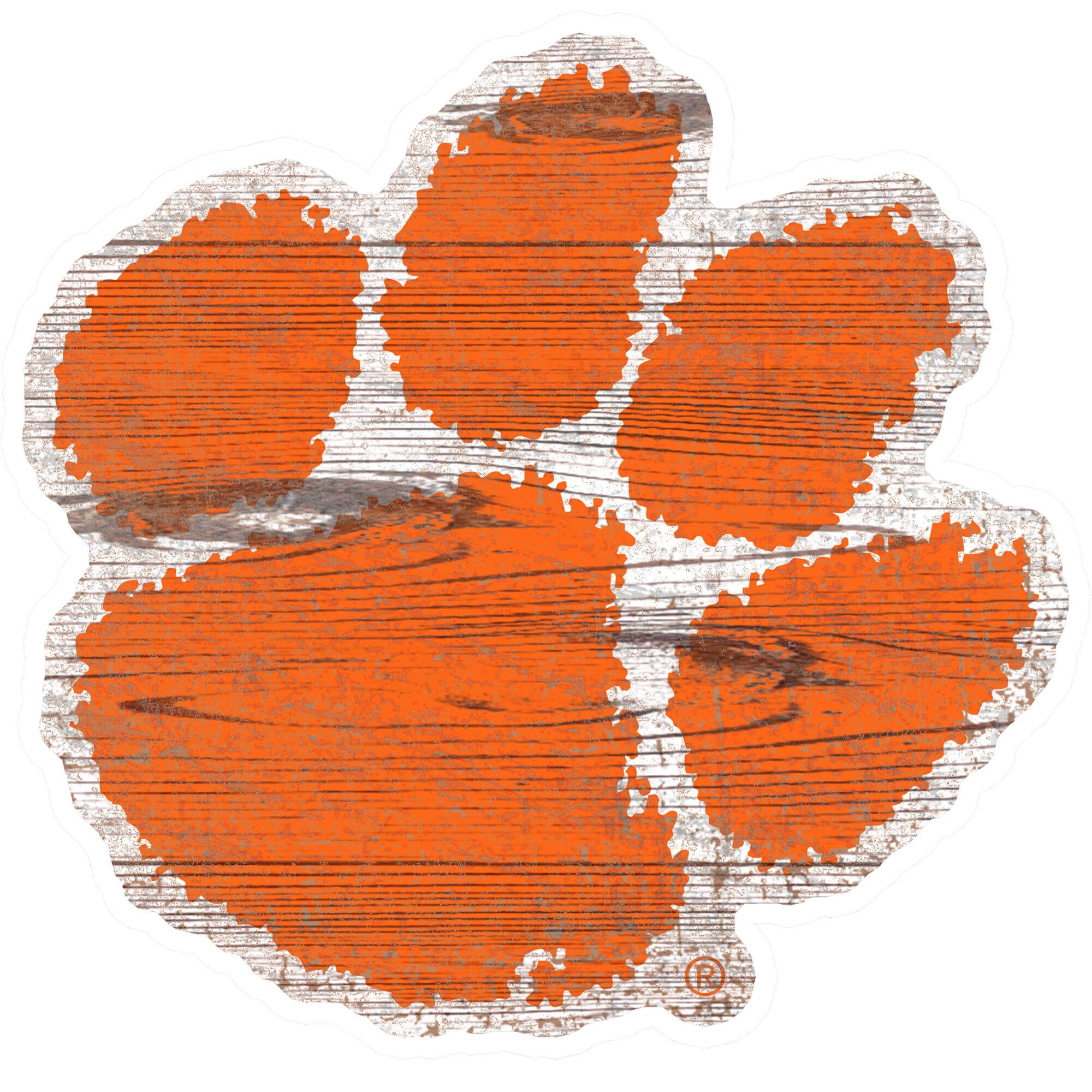 Front. Fan Creations - Clemson Tigers Distressed Logo Cutout Sign - Multicolor.
