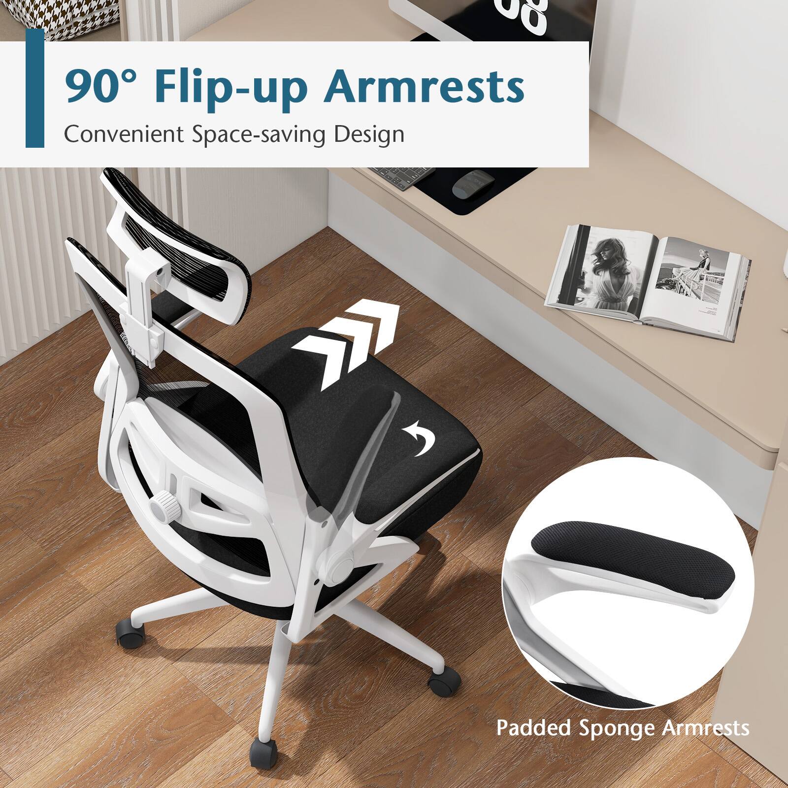 80-90 Flip-up Armrests Convenient Space-saving Design: Fo Padded Sponge Armrests