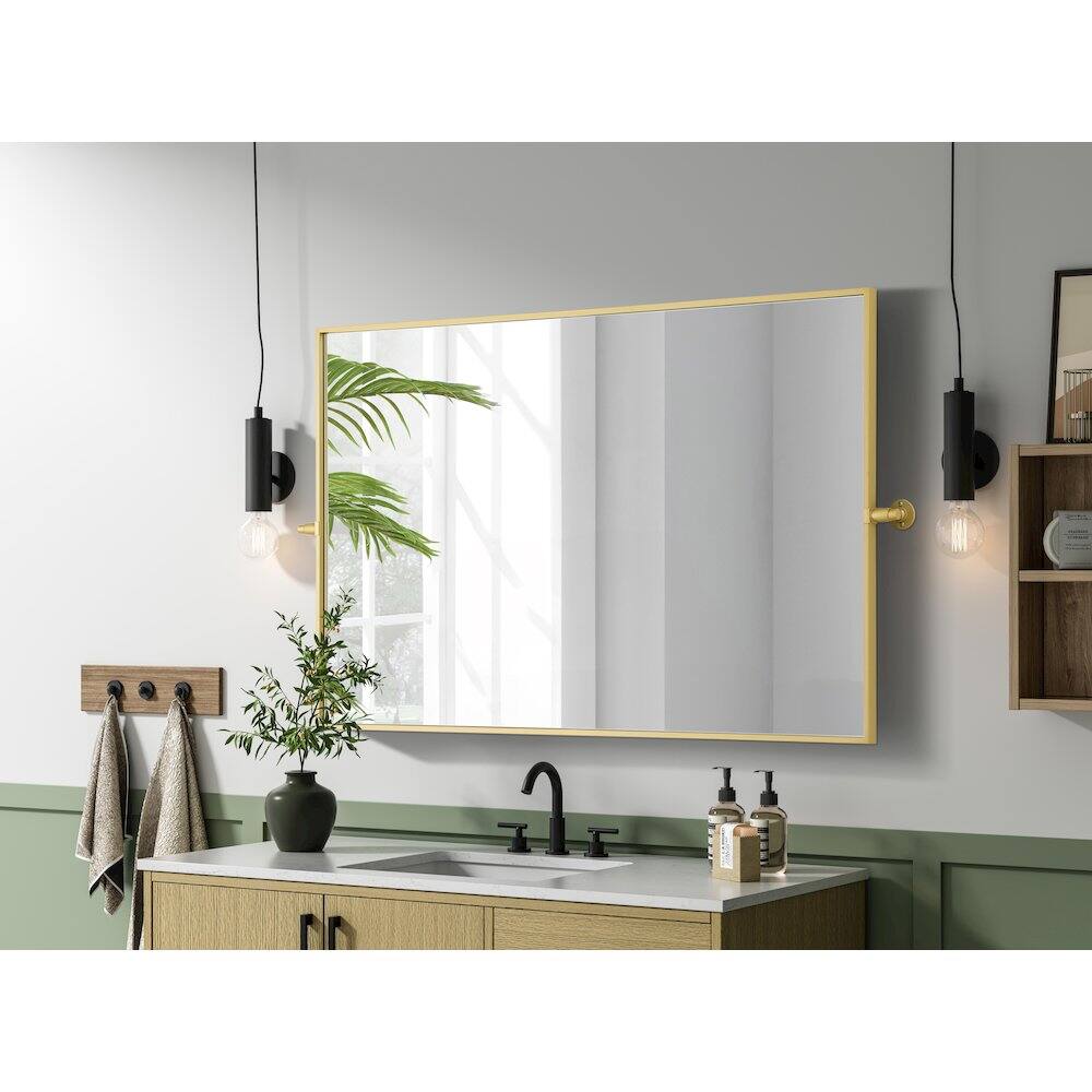 Alt View 9. Elegant Kitchen and Bath - Amoura 48X30 Pivot Mirror In Brass - Brass.