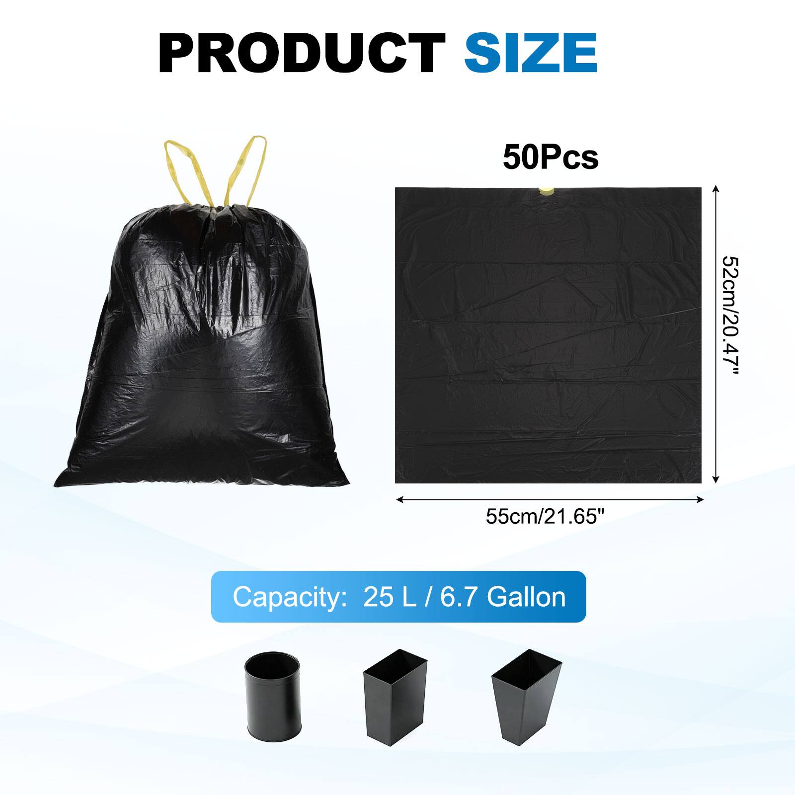 PRODUCT SIZE  
50Pcs  
52cm/20.47" x 55cm/21.65"  
Capacity: 25 L / 6.7 Gallon