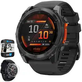 Garmin - Fenix 8 51 mm, AMOLED Slate Gray with Black Silicone Band + Warranty Bundle - Slate Gray - (2024)