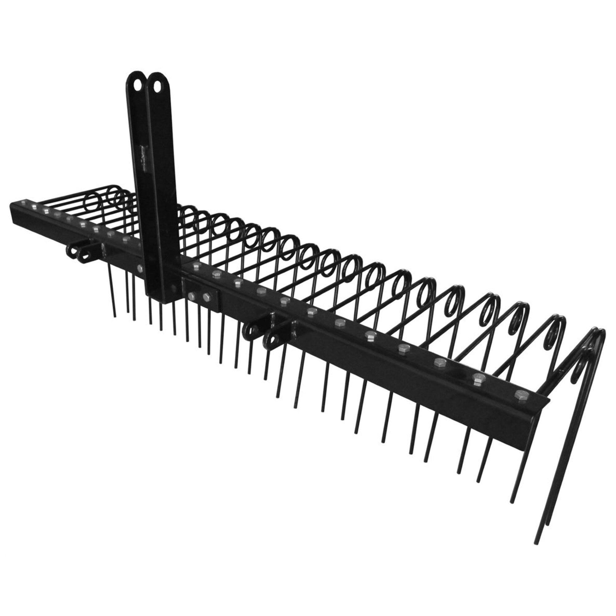 Front. Field Tuff - Field Tuff 60 Inch Pine Straw Rake w/ Coil Spring Tines & 3 Point Hitch, Steel - Black.