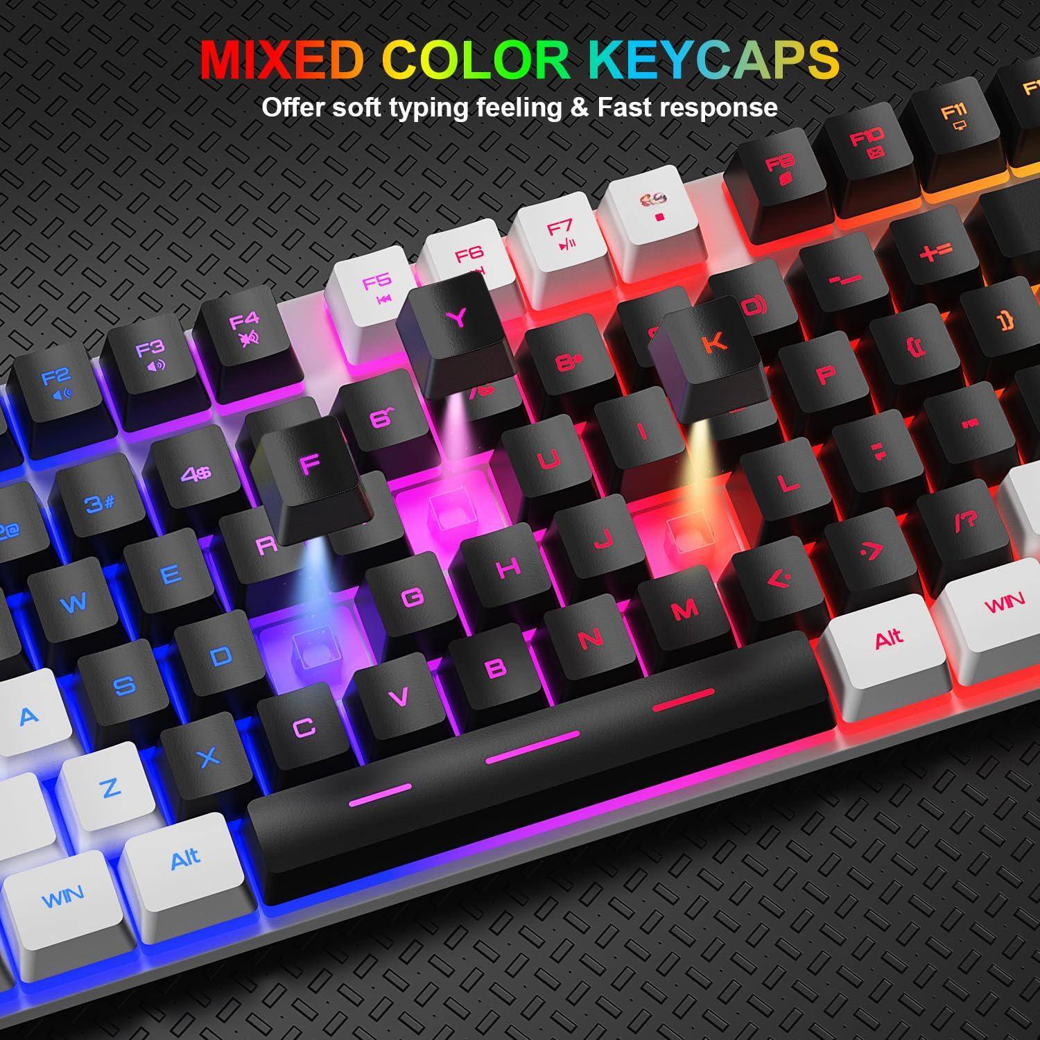MIXED COLOR KEYCAPS  
Offer soft typing feeling & Fast response  

F11 Q FD B FB C9 F7  
F5 H F4 1 F3 3  
F2 P 4 6 I - U I 4  
F L 34 te /? R J -> E H < W G M WIN N Alt D B S V A X Z WIN Alt