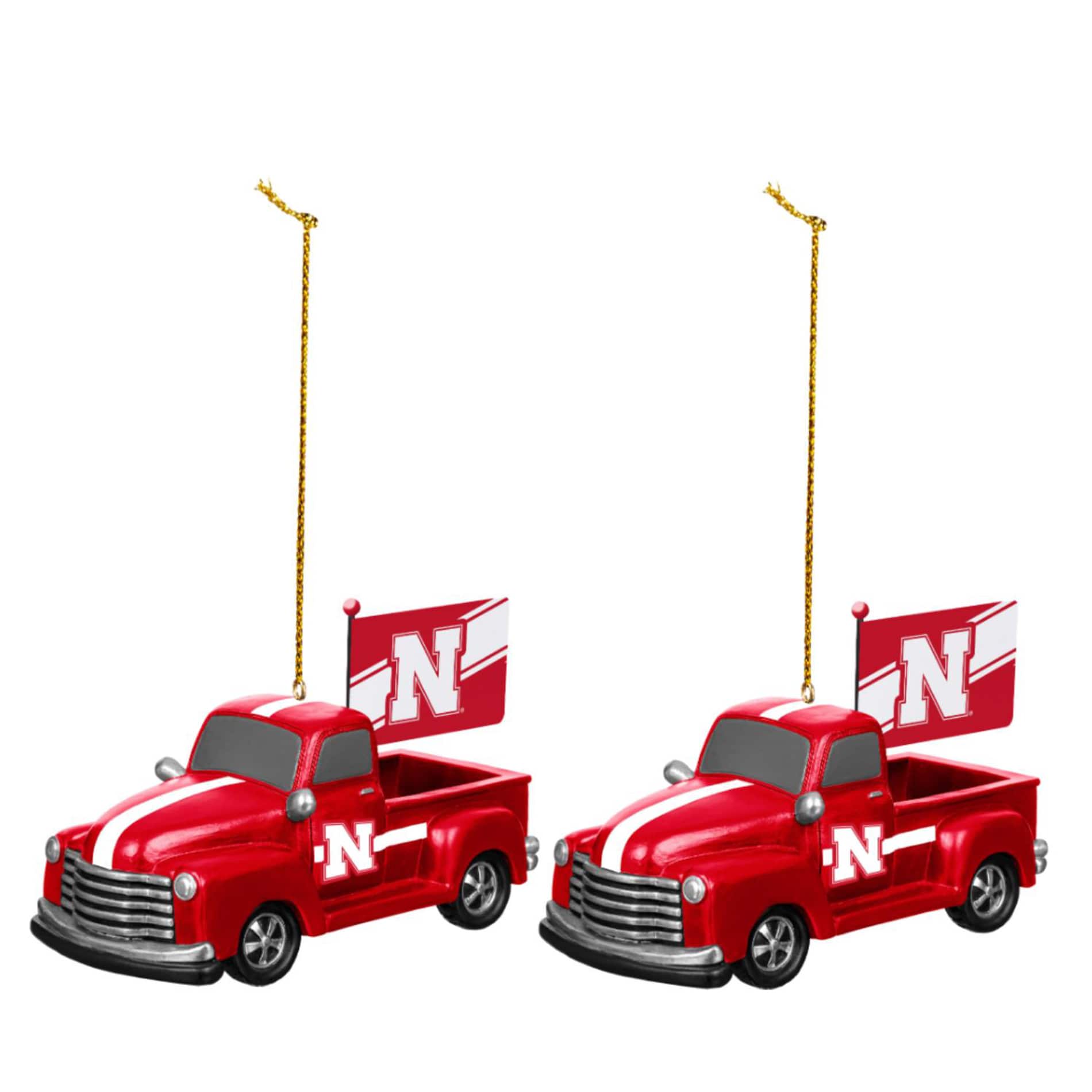 Alt View 1. Evergreen Enterprises - Nebraska Huskers 3" Rally Truck Two-Piece Ornament Set - Multicolor.