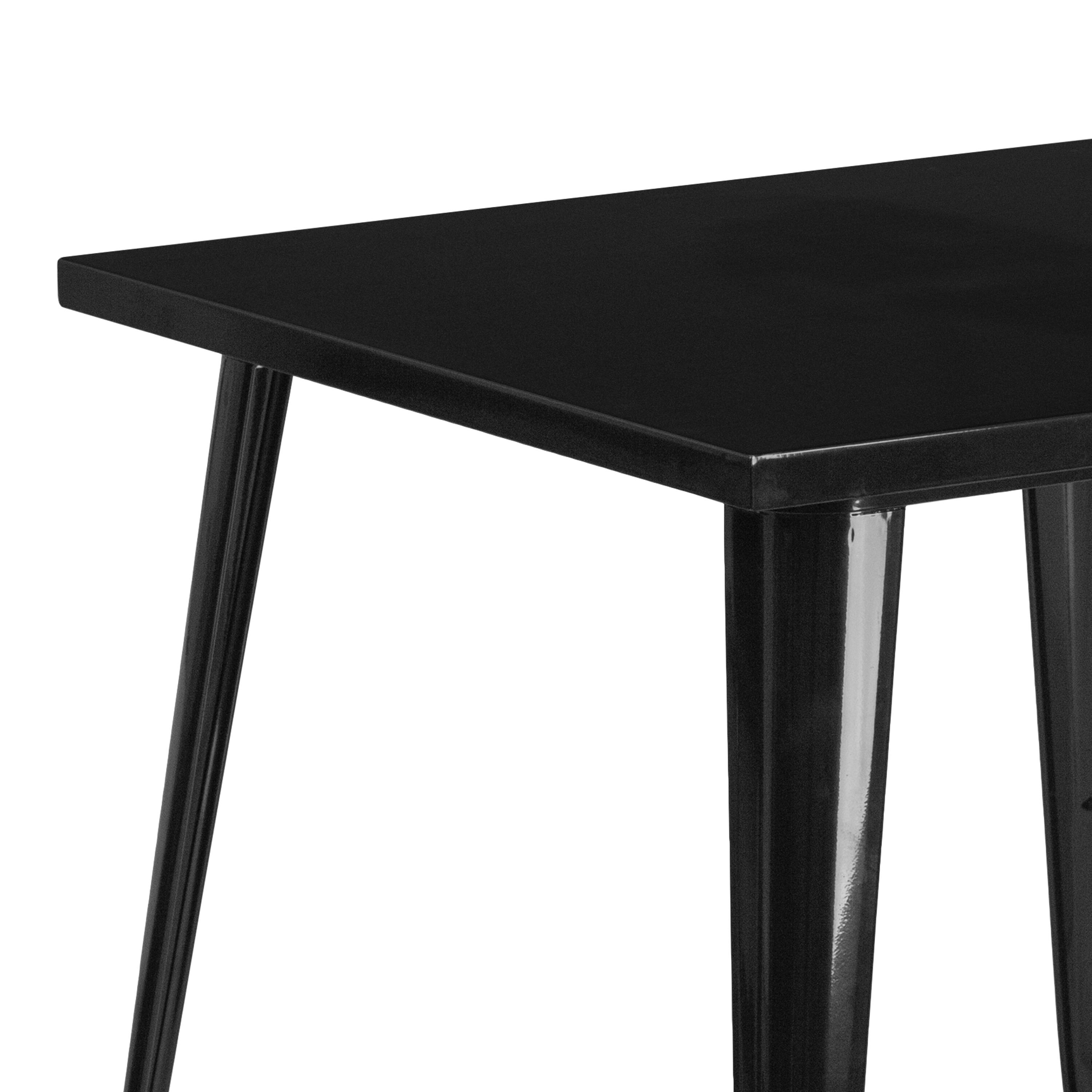 Alt View 5. Emma + Oliver - Commercial Grade 31.75" Square Metal Indoor-Outdoor Dining Patio Table - Black.