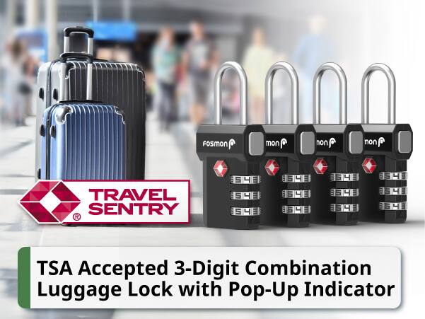 TRAVEL SENTRY, TSA Accepted 3-Digit Combination Luggage Lock with Pop-Up Indicator, fosmON mon non non