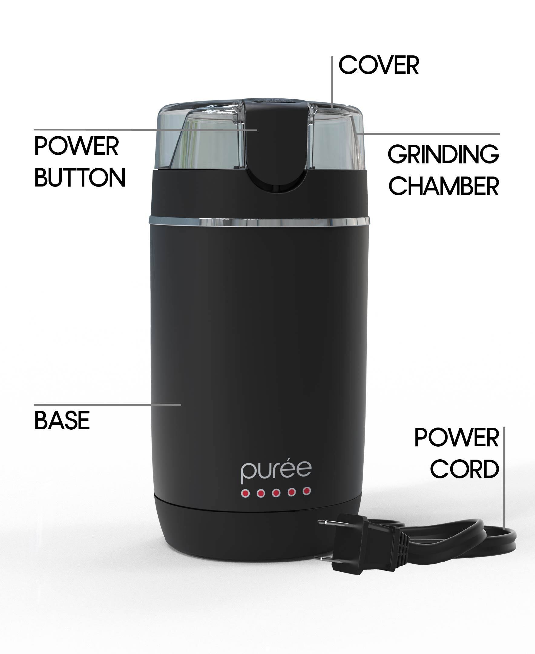 COVER  
POWER BUTTON  
GRINDING CHAMBER  
BASE  
POWER CORD