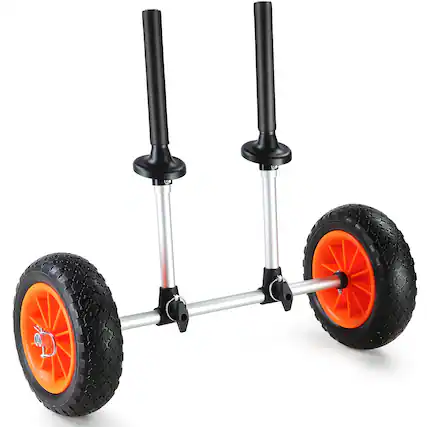 Front. VEVOR - Heavy Duty Kayak Cart, 280lbs Load Capacity, Detachable Canoe Trolley Cart with 10'' Solid Tires, Adjustable Width - Silver gray.