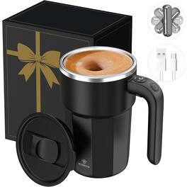 Schertz - Self-Stirring Coffee Mug, 12oz, Black, USB Rechargeable, Auto Mixing - matte black