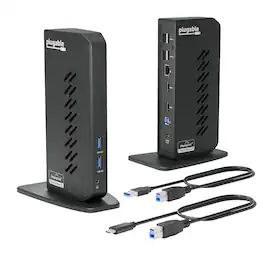 Plugable - USB 3.0 and USB-C Universal Laptop Docking Station for Windows, Mac, ChromeOS | Dual HDMI - Black