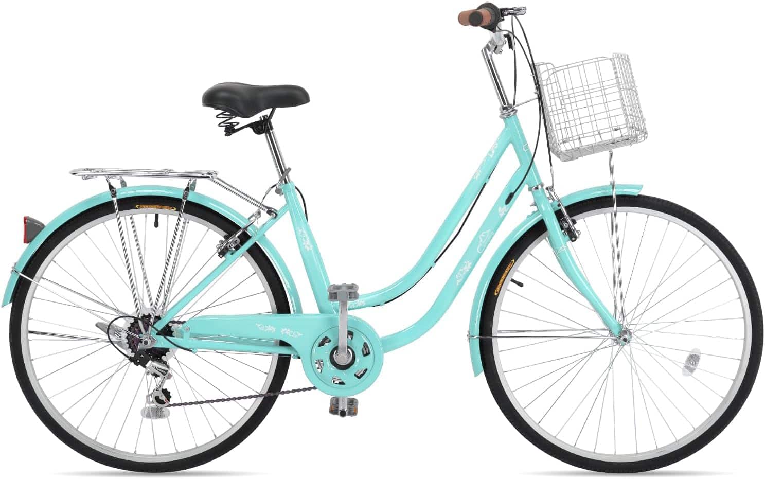 Winado - 26" Beach Cruiser Bike, Commuter Bicycle, 7 Speed/Linear Pull Brakes/Widen Seat Men & Women Bike, Adult Bicycle - Blue & Green