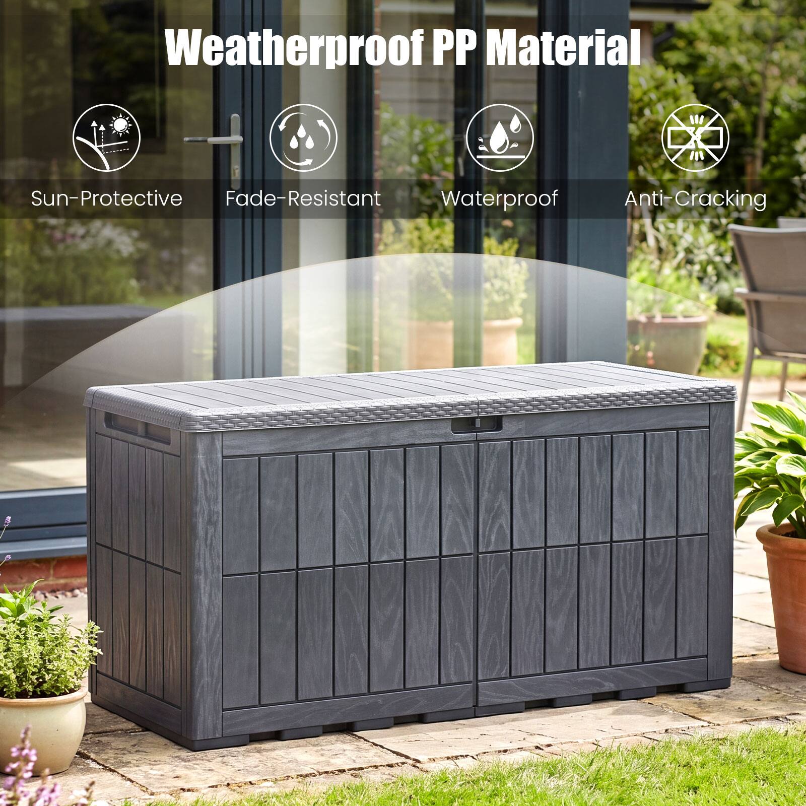 Weatherproof PP Material

- Sun-Protective
- Fade-Resistant
- Waterproof
- Anti-Cracking