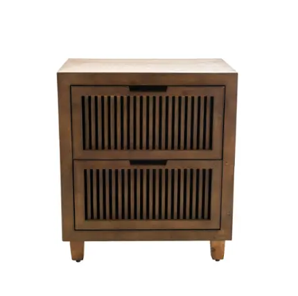Front. Adore Decor - Sawyer 2-Drawer Cabinet - Brown.
