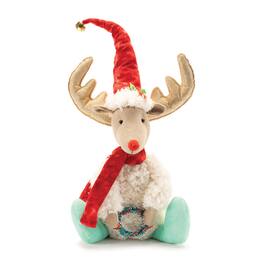 BreeBe - Plush Reindeer Shelf Sitter 20"H - Beige, Blue, Red