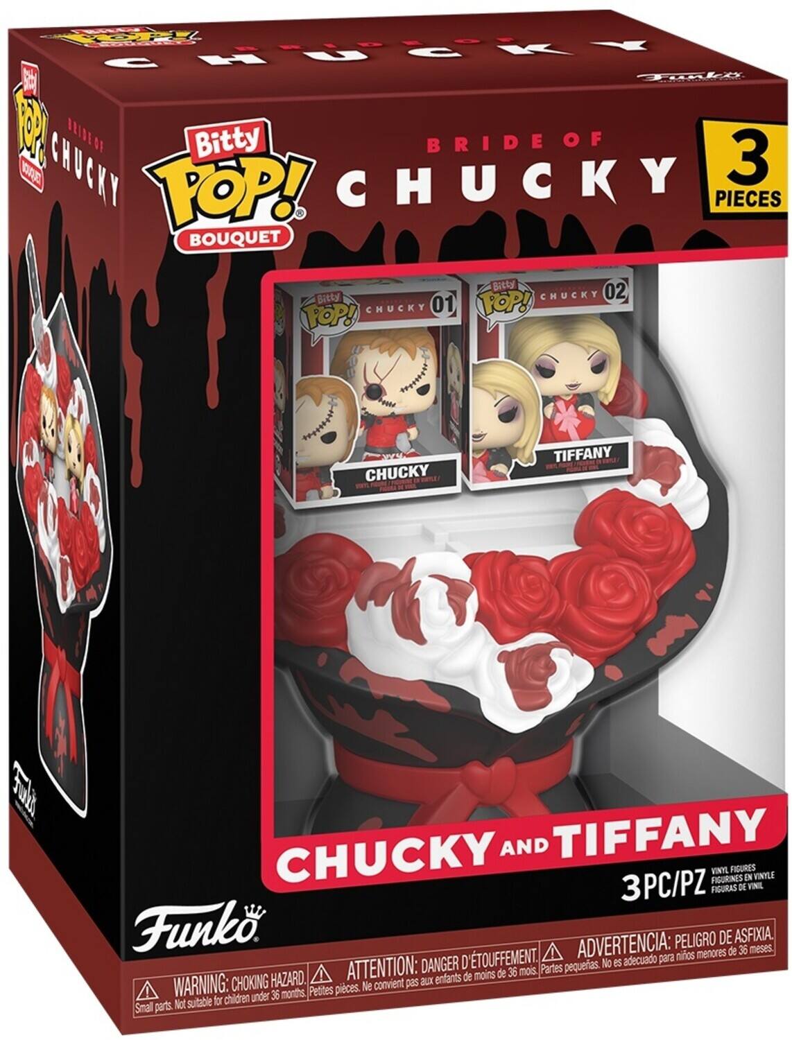 PE 0EI CHUCKY TAALA FR CHUCKY IEO Bitty BRIDE OF 3 CHUCKY POP! PIECES BOUQUET Bitty 02 Bitty CHUCKY FOP! CHUCKY 01 FOP! ROCS CHUCKY TIFFANY 2 AND TIFFANY CHUCKY 3PC/PZ FIGURAS VINYL FIGURINES FIGURES DE VINYL VINYLE Funko ADVERTENCIA: PELIGRO DE ASFIXIA. 36 meses. D'TOUFFEMENT. adecuado para niños DANGER petites. No es HAZARD. ATTENTION: aux enfants de moins de 36 mois. Partes WARNING: CHOKING Petites pices. Ne convient pas children under 36 months Not suitable for Small parts.