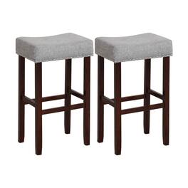Kadyn - 2 2-Pc Set9 In Height Upholstered Bar Stool with Solid Rubber Wood Legs and Footrest- for Kitchen Island - Gray