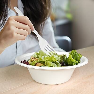 Alt View 5. Perk - Eco Compostable Paper Bowls, 12 Oz., 125/Pack - White.