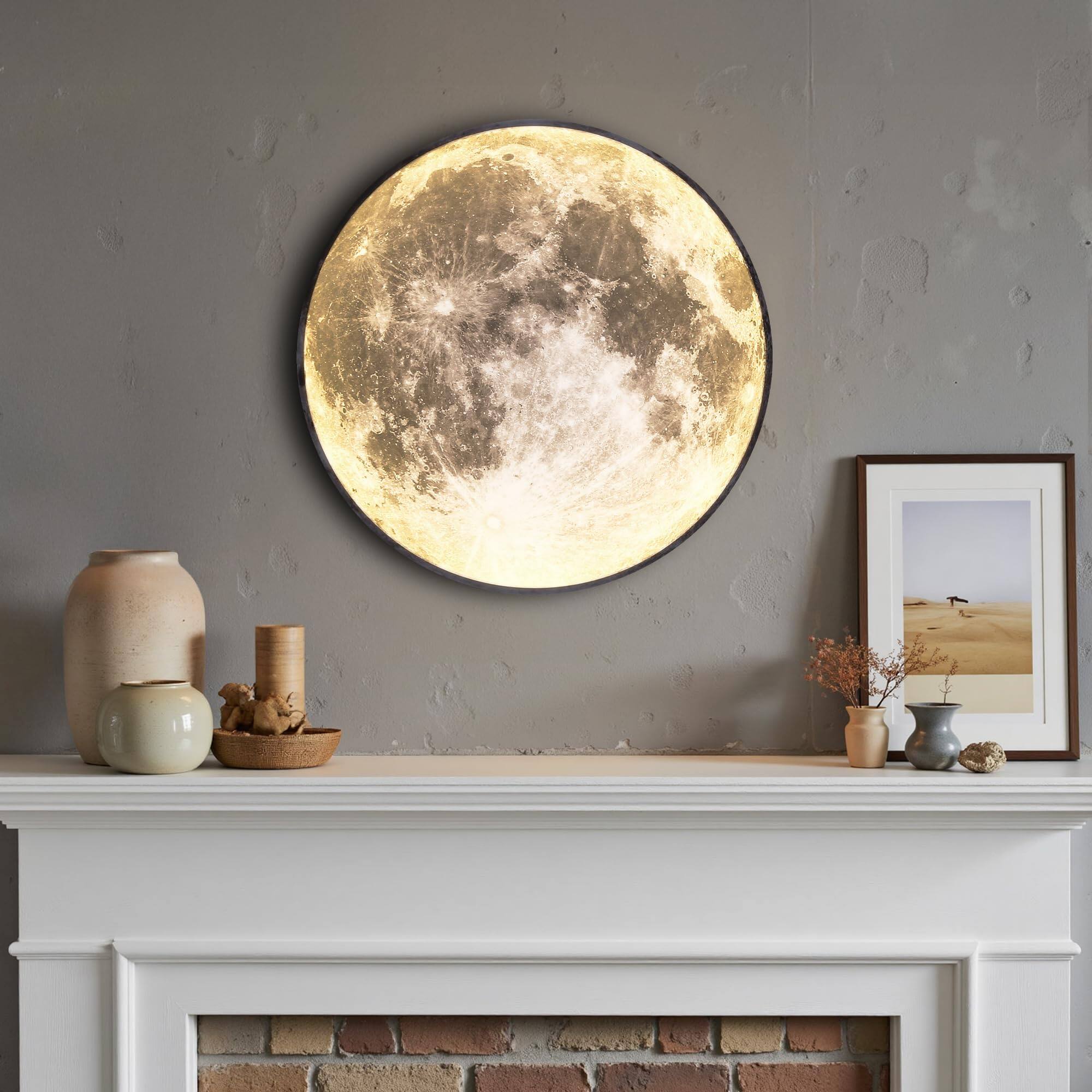 Front. TECH SAFARI - Dimmable Moon Wall Light Inch Lights With Remote Control Plug in Modern Led w Lamp Indoor Mounted Ceiling F - 12 Inch.