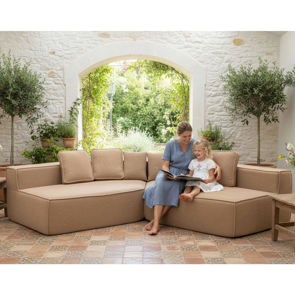 Alt View 6. Kadyn - 132" Oversized Teddy Modular Sofa - Full-Foam Couch with 6 Pillows, High-Density Support for Family Living Rooms - Brown.