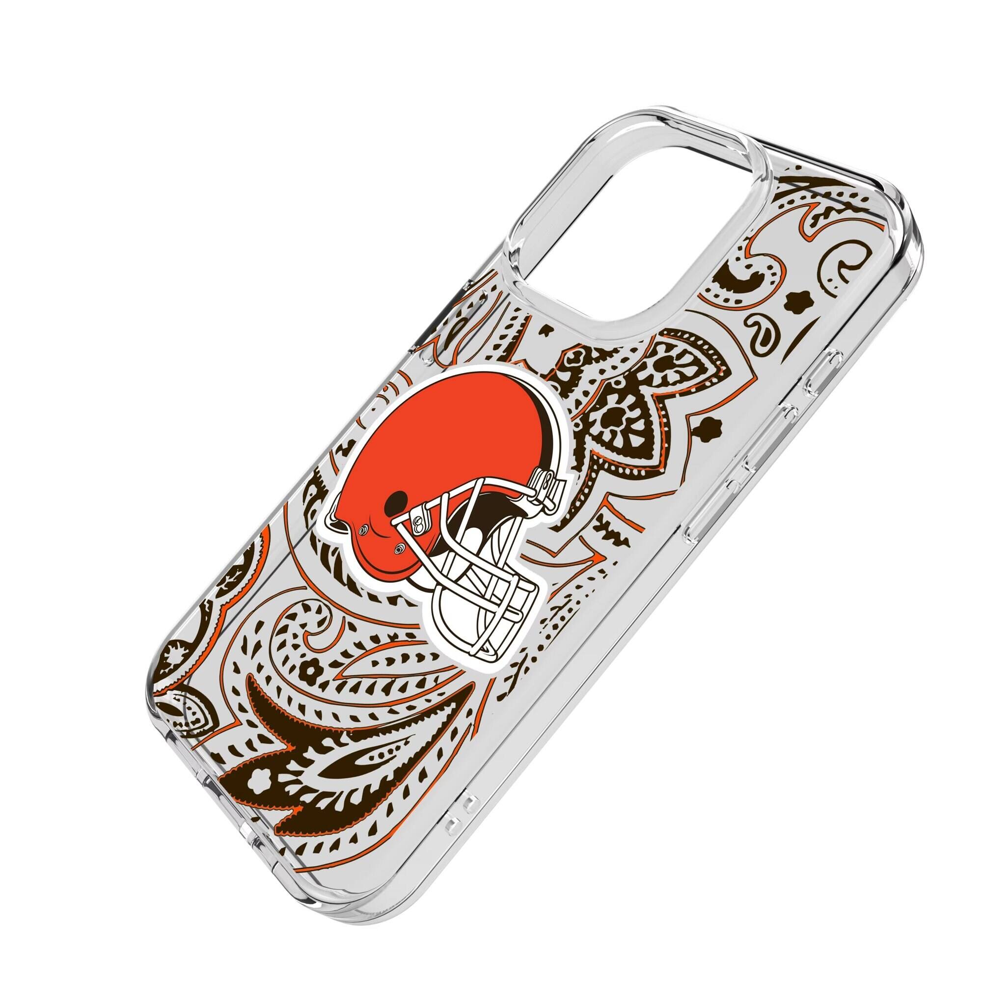 Alt View 1. Keyscaper - Cleveland Browns iPhone Clear Paisley Design Case - 14 Pro Max - Multicolor.
