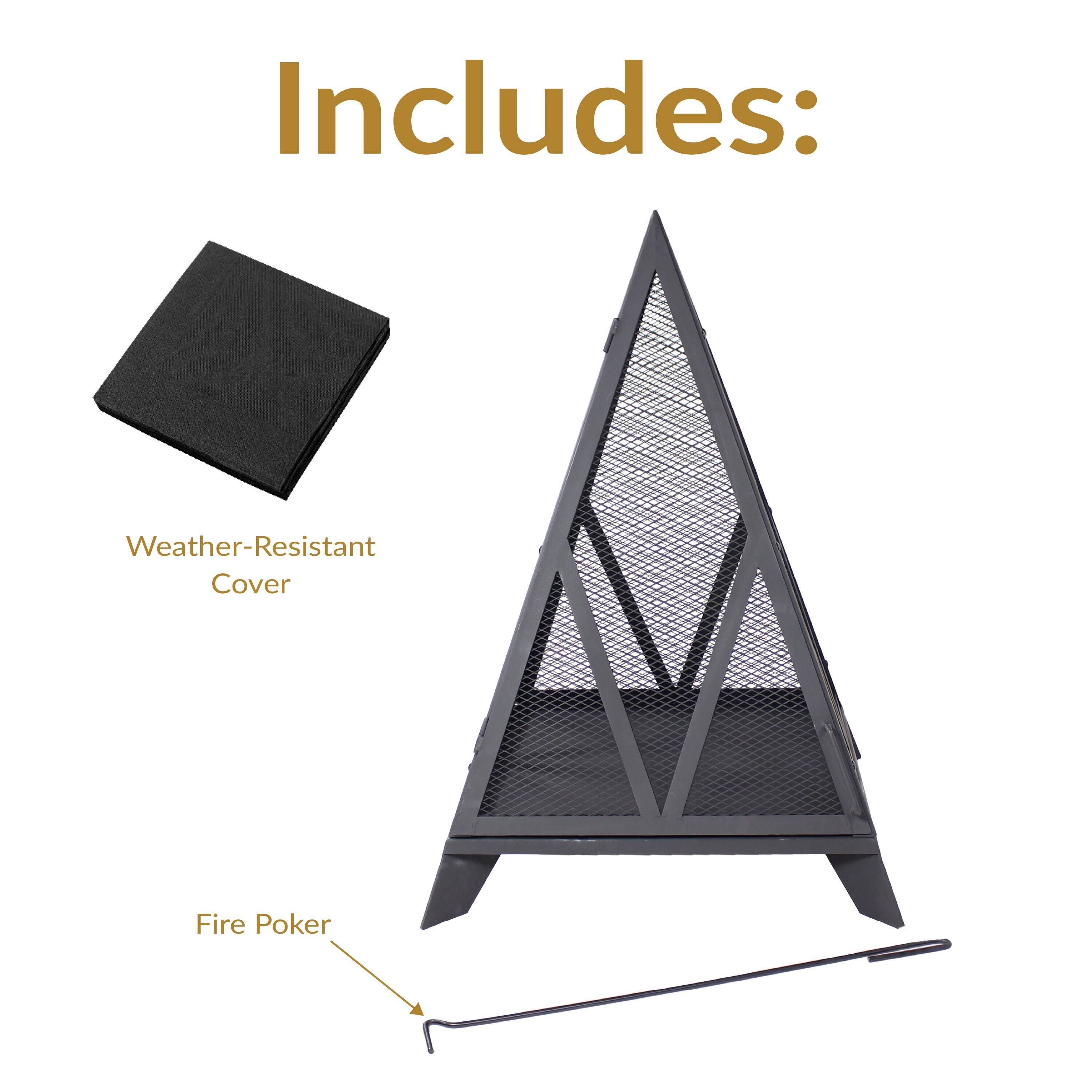 Includes:
- Weather-Resistant Cover
- Fire Poker