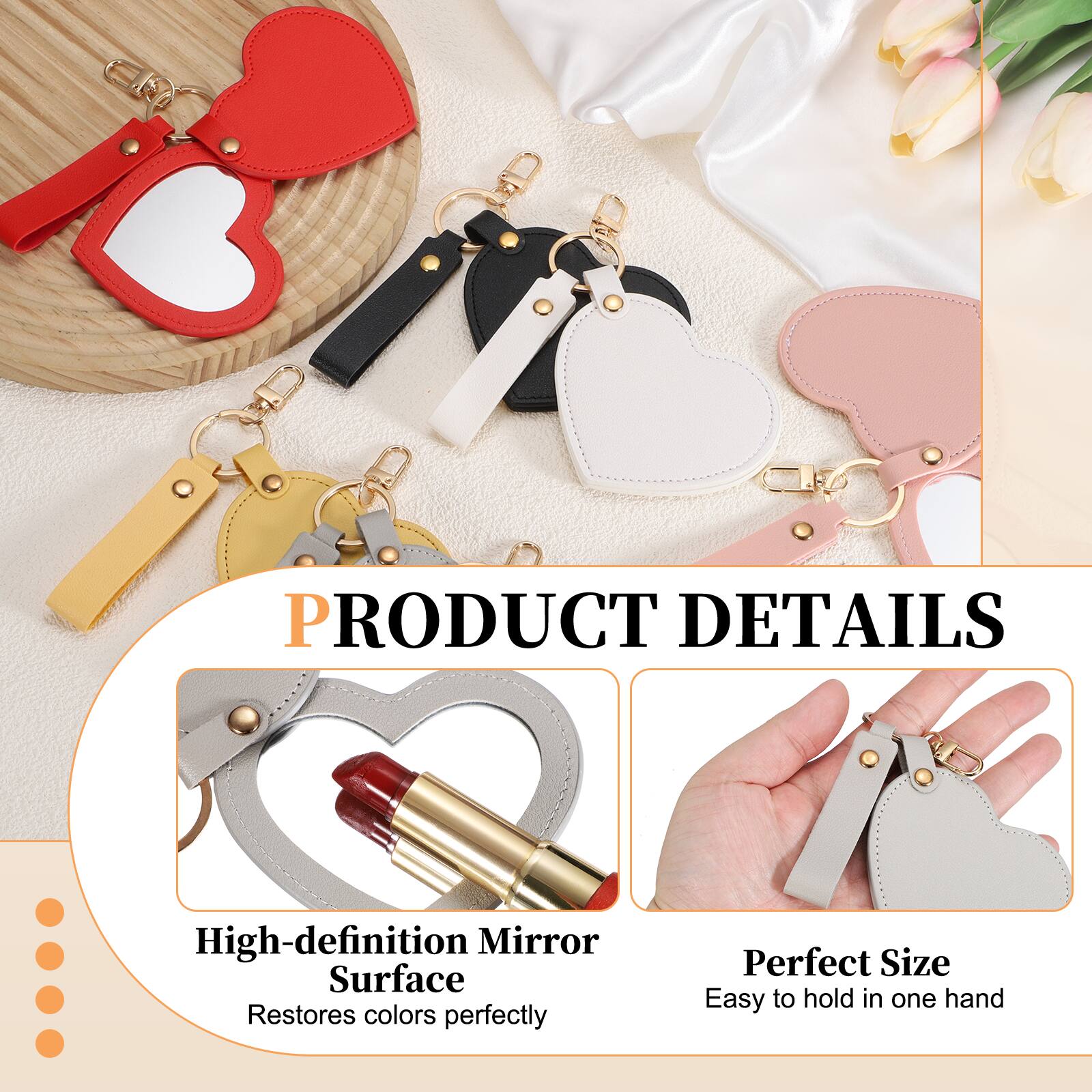 Unique Bargains Keychain Mirror, Mini Compact Mirror with PU Leather ...
