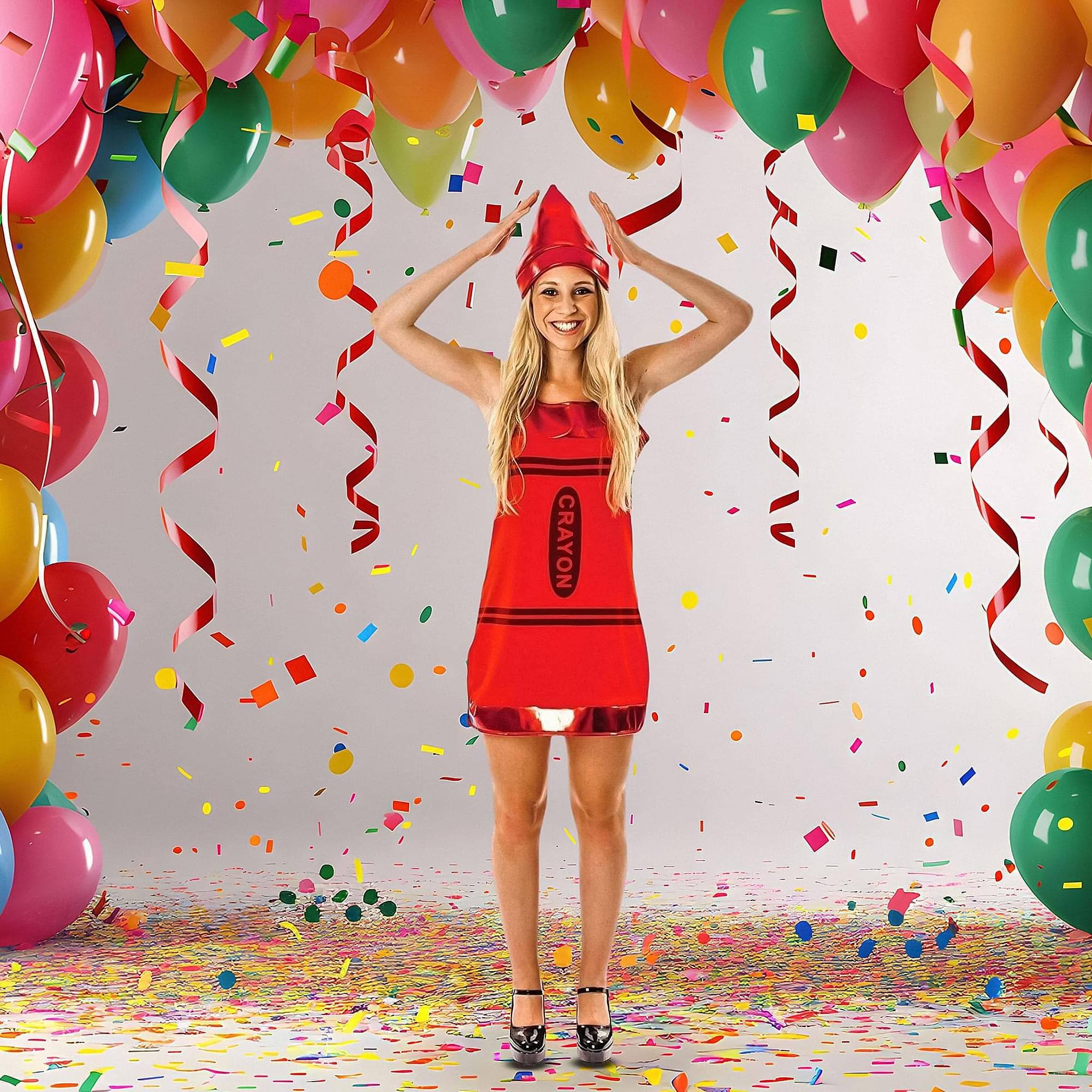 Alt View 3. Busy Bee - Women's Red Crayon Costume Dress - Small - Red.
