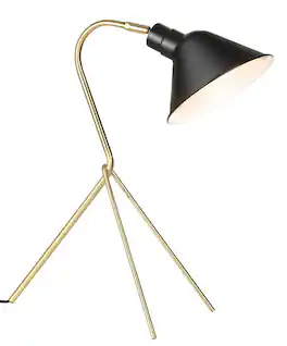 Jonathan Y - Mae 20.25" Brass LED Task Lamp, /Black - Brass Gold