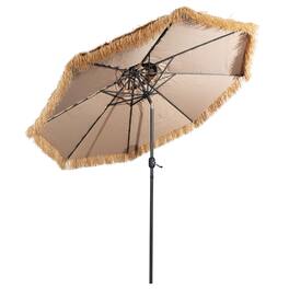 Gymax - 10 ft Thatched Tiki Patio Umbrella Beach 2 Tier Hawaiian Pool Sun Shade - Natural