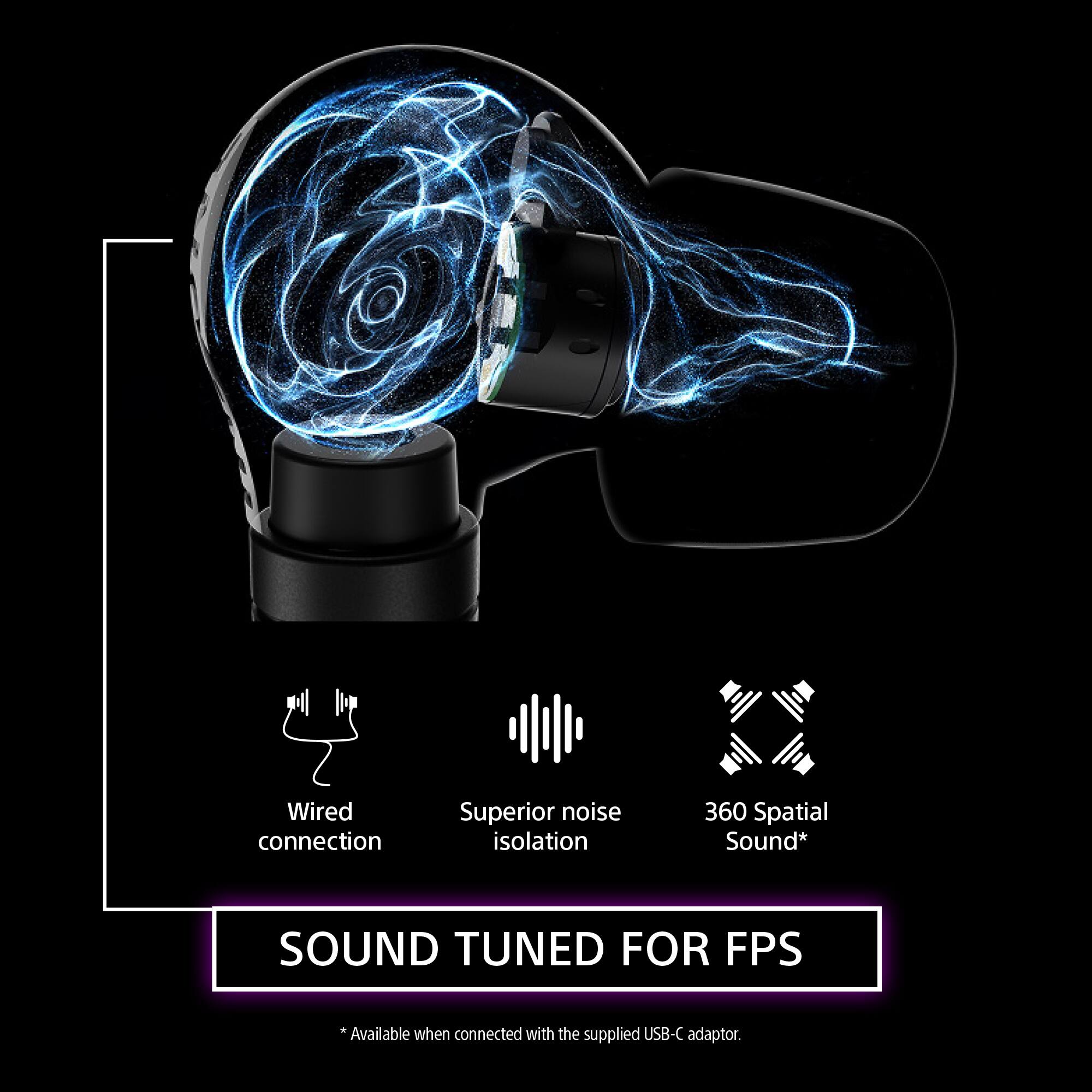 - Wired connection
- Superior noise isolation
- 360 Spatial Sound*

SOUND TUNED FOR FPS

*Available when connected with the supplied USB-C adaptor.