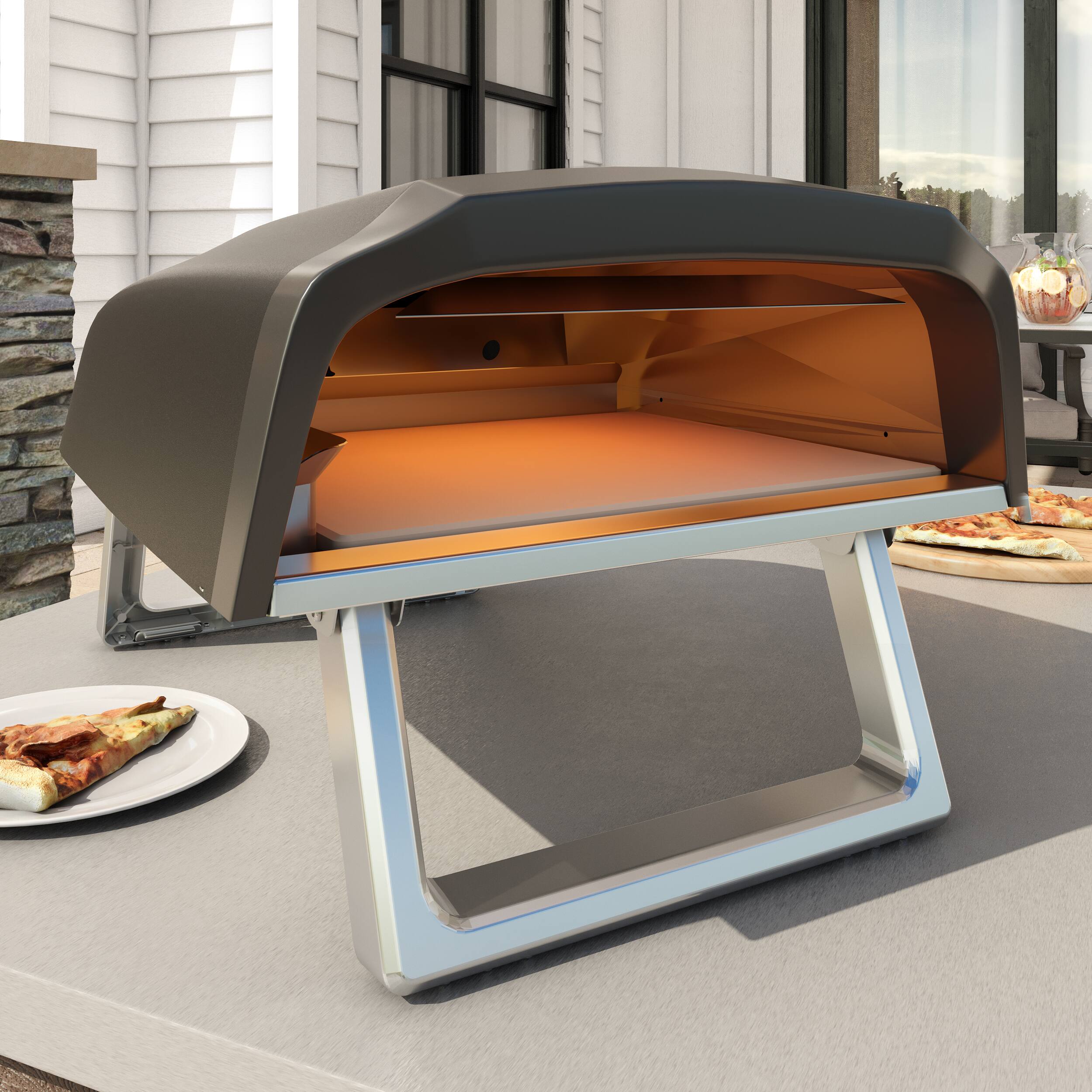 Alt View 1. Commercial Chef - Commercial Chef Pizza Oven Outdoor - 12" Propane Gas Portable Outside with Bundle (L-Shaped Burner) - Black.