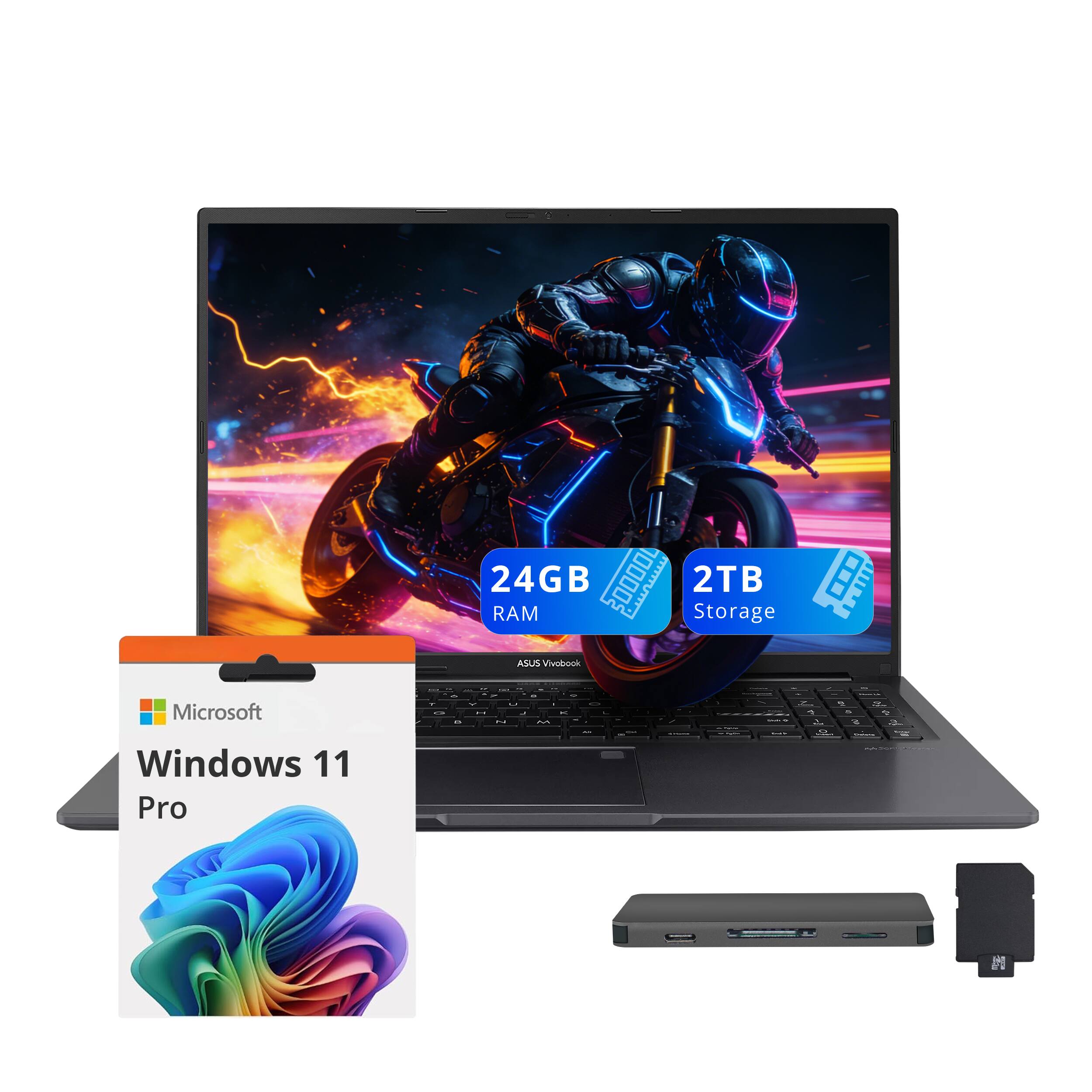 "ASUS - Vivobook 16 16"" FHD+ Laptop,Ryzen 7 7730U,24GB,1TB SSD+1TB Dock Set,Backlit Keyboard,Fingerprint,Win 11 Pro - Black" price history on PriceWatchPro