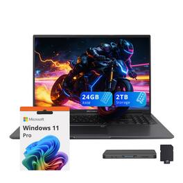 ASUS - Vivobook 16 16" FHD+ Laptop,Ryzen 7 7730U,24GB,1TB SSD+1TB Dock Set,Backlit Keyboard,Fingerprint,Win 11 Pro - Black