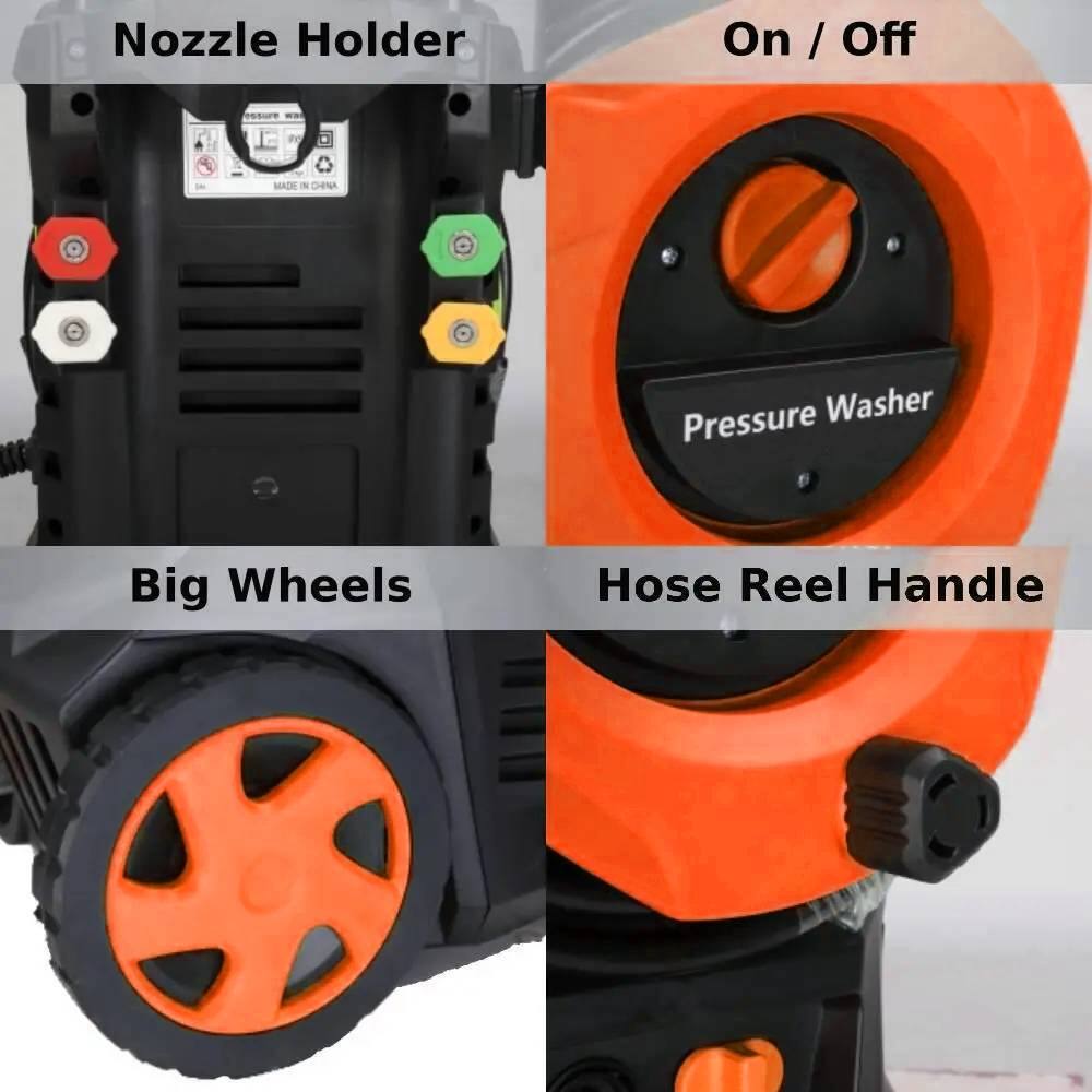 Nozzle Holder  
On / Off  
Big Wheels  
Hose Reel Handle  
MADE IN CHINA