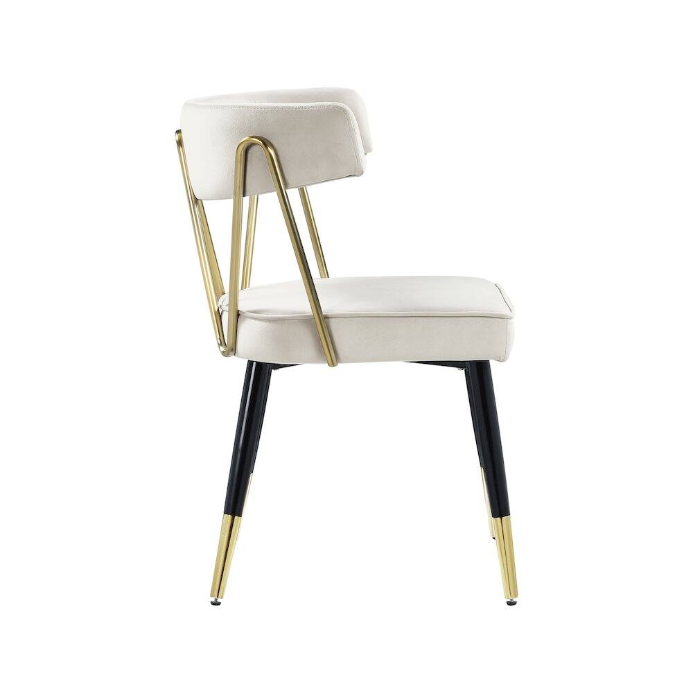 Alt View 4. Meridian Furniture - Rheingold Cream Velvet Dining Chair, Set of 2 - Beige.