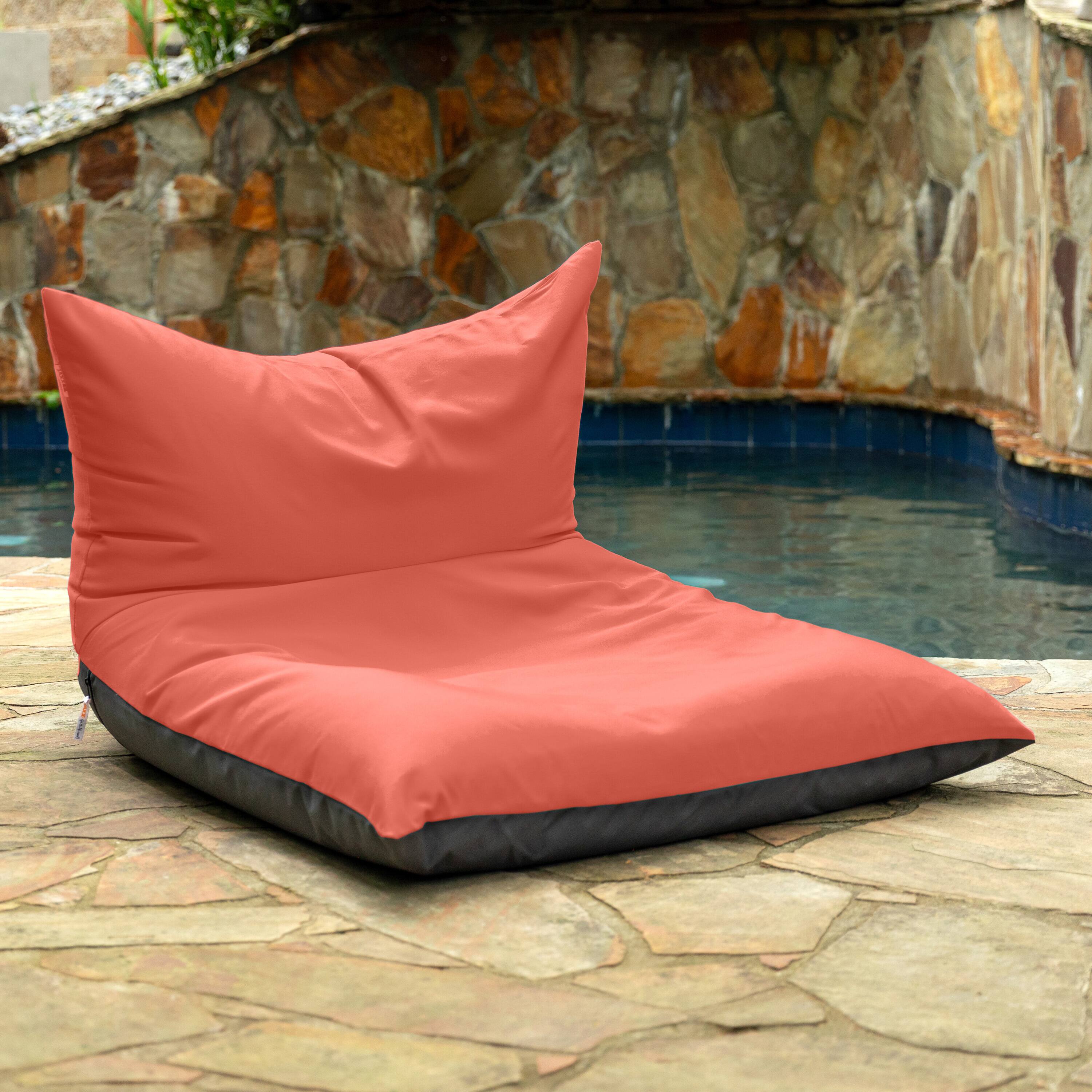 Alt View 1. Jaxx - Jaxx Finster Outdoor Bean Bag Lounge Chair - Sunbrella Flamingo - Sunbrella Flamingo.