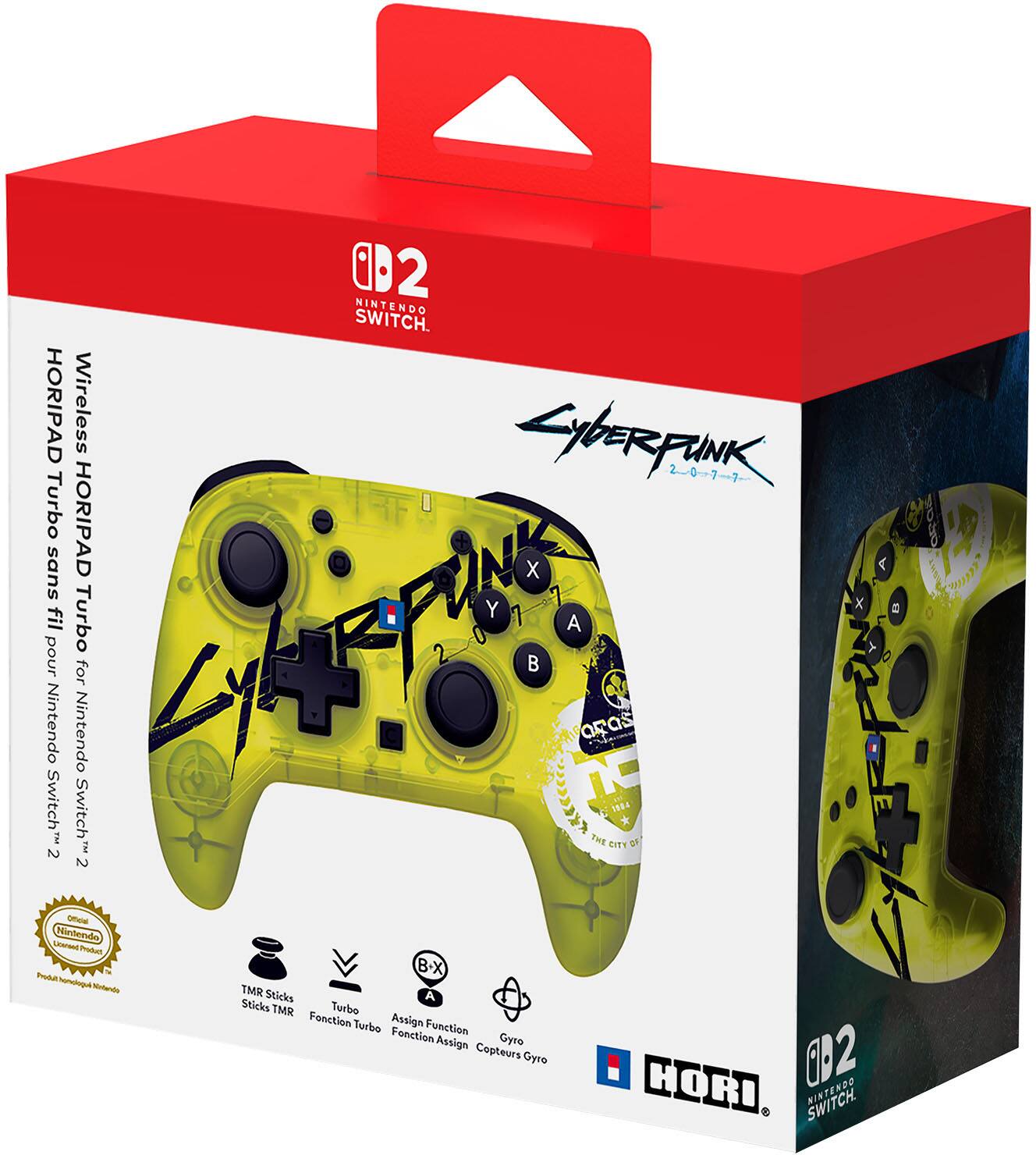 HORIPAD Wireless Turbo HORIPAD sans fil Turbo pour Nintendo Nintendo Switch 2 (Official Nintendo) Cyberpunk 2077 B2 NINTENDO SWITCH.  
CHVERPUNK 2-0-7-7-7-7-7-7-7-7-7- X Y A Waras THE CITY BX TMR Sticks A Sticks TMR Turbo Fonction Turbo Assign Function Fonction Assign Gyro Copteurs Gyro B2 HORI SWITCH. NINTENDO