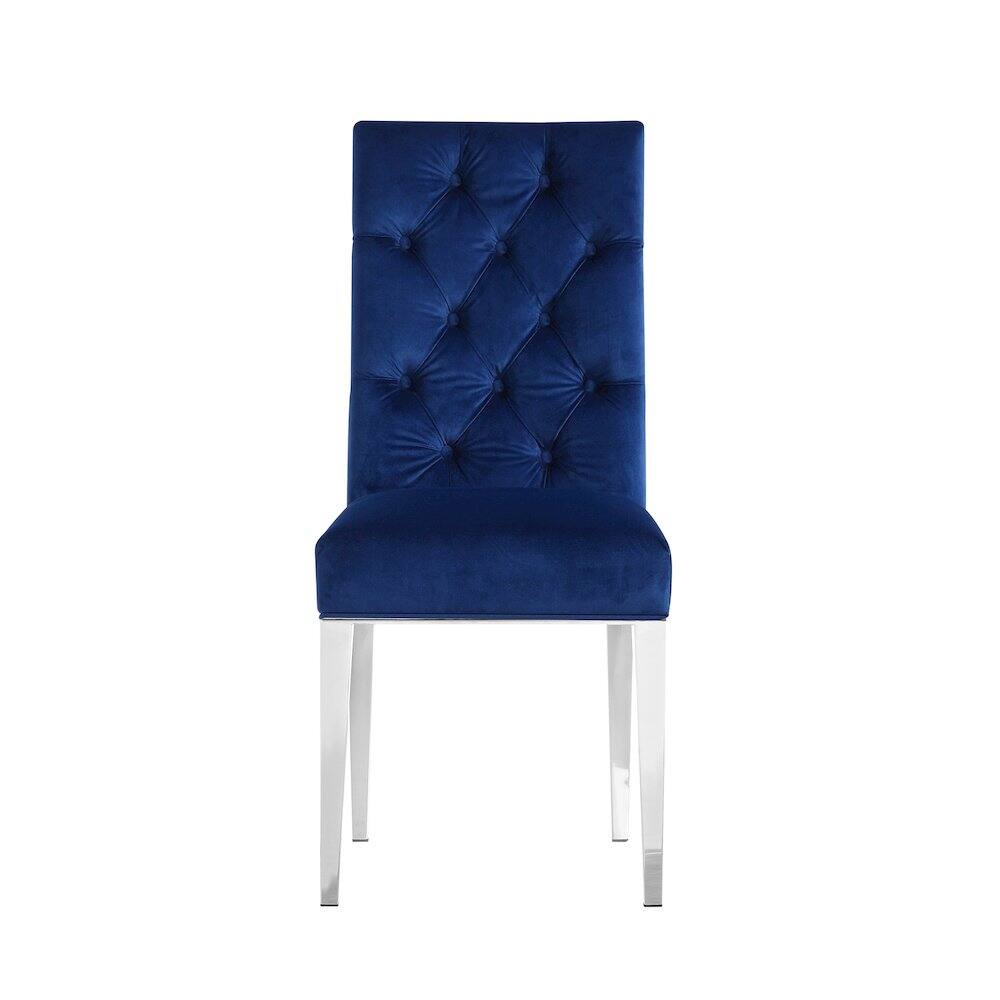 Alt View 1. Meridian Furniture - Juno Navy Velvet Dining Chair, Set of 2 - Blue.