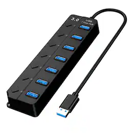 Cluzine - USB 3.0 Hub Multi-Port Splitter Docking Station for Laptop PC Mouse Keyboard 0.5M
