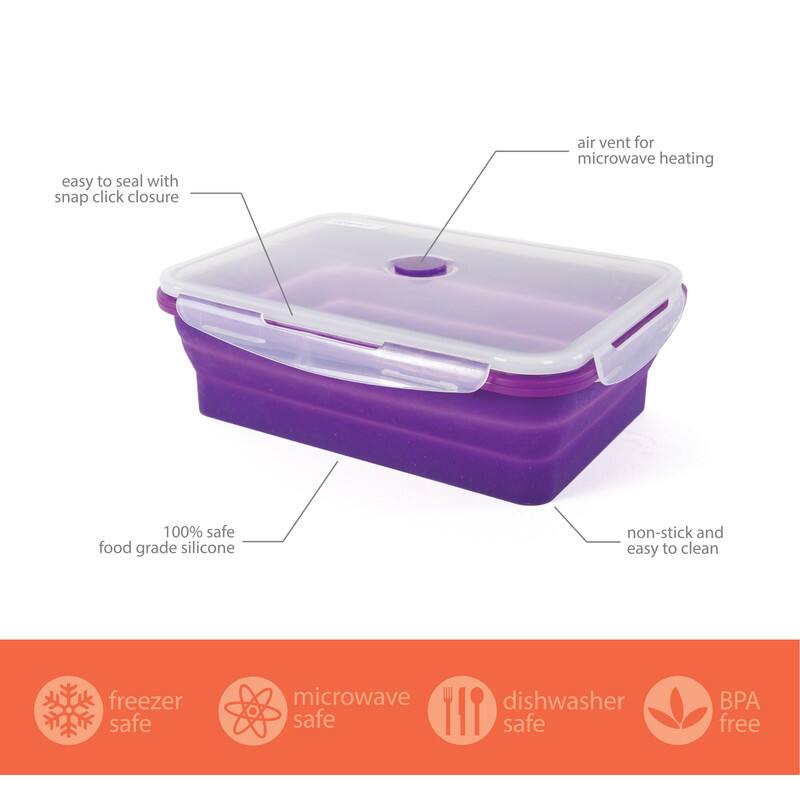 - Easy to seal with snap click closure
- Air vent for microwave heating
- 100% safe food grade silicone
- Non-stick and easy to clean
- Freezer safe
- Microwave safe
- Dishwasher safe
- BPA free