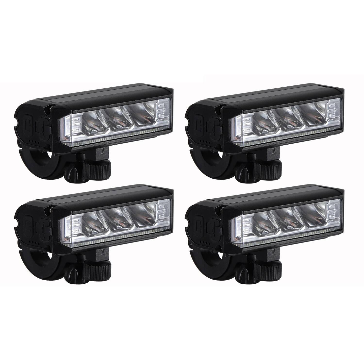 Front. Home Collection - Rechargeable Bicycle LED Front Light - 4pcs - Black.