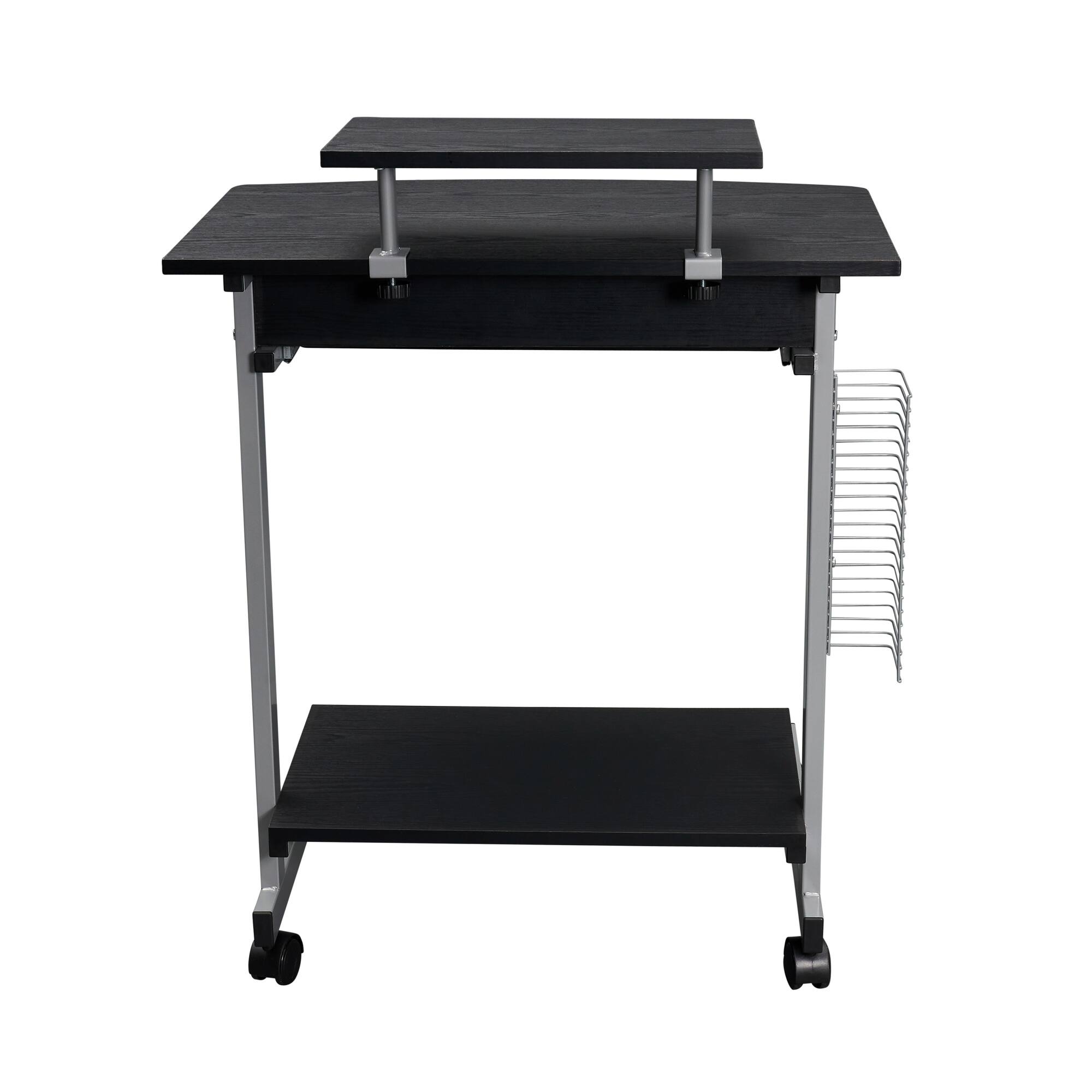 Alt View 2. GOODSILO - Compact Mobile Computer Workstation Cart with Adjustable Shelves and Locking Casters - Espresso.