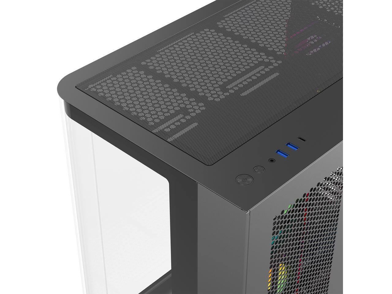 Alt View 7. Rosewill - Rosewill ACA503B ATX Mid-Tower Case, Curved Glass, 4x ARGB Fans, USB 3.0 & Type-C (Black) - Black.