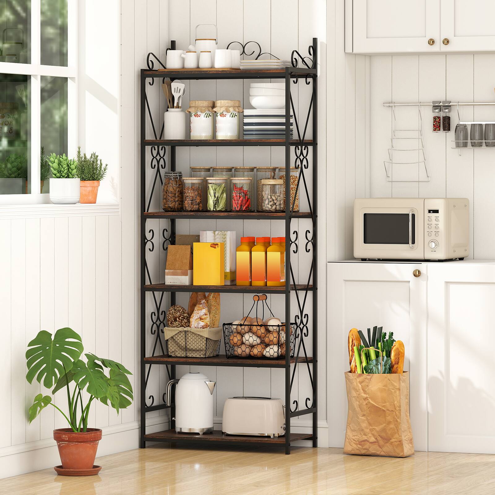 Alt View 4. Gymax - Gymax 2PCS 6-Tier Bookshelf 71.5'' Industrial Tall Bookcase w/ Open Shelves for Study - Black.