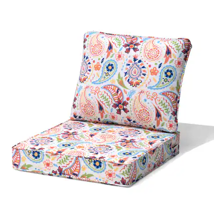 Front. Crestlive Products - Crestlive Products 24x24 Inch Water-Resistant Deep Seat Outdoor Replacement Cushions - Cashew flower.