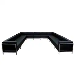 Flash Furniture - HERCULES Imagination 13-Piece U-Shape Reception Guest Chair Sectional with Ganging Clips, Model ZB-IMAG-U-SECT-SET2 - Black