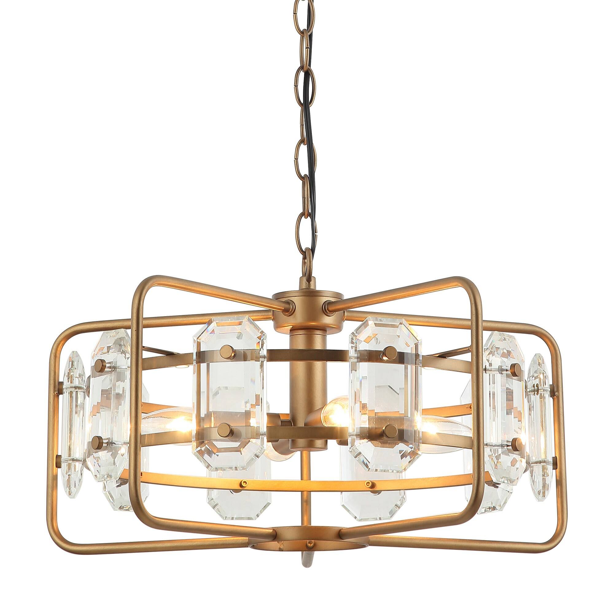 Back. Parrot Uncle - Modern Gold Crystal 4-Light Chandelier - Gold.